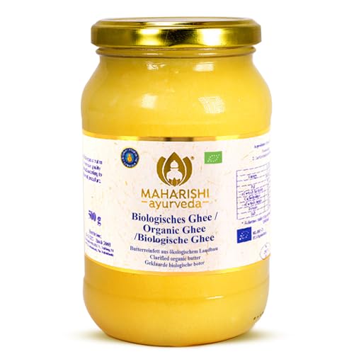 Maharishi Ayurveda Bio Ghee, Gheebutter,Butterfett | Laktose-, zucker und glutenfrei zum Kochen, Braten und Backen | 500 g | 1er Pack von Maharishi Ayurveda