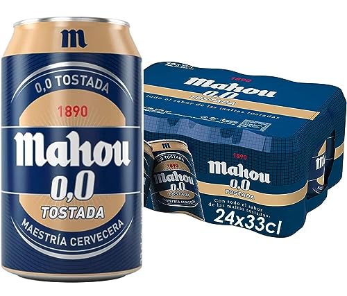 Bier Mahou 0,0 Geröstetes 24x33cl (Pack 24 Dosen) von Mahou