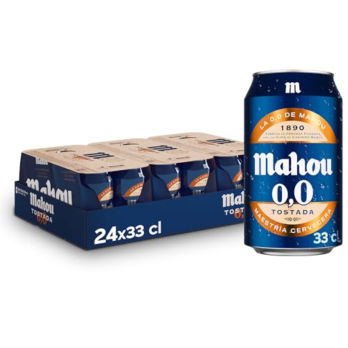 Bier Mahou 0,0 Geröstetes 24x33cl (Pack 24 Dosen) von Mahou