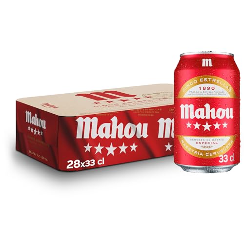 Bier Mahou 5 Sterne 28x33cl (Pack 28 Dosen) von Mahou