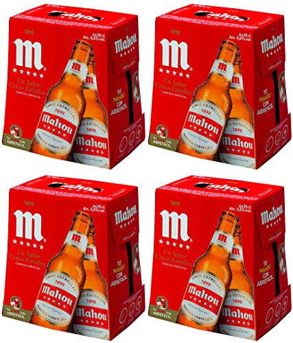 Mahou 5 Estrellas Bier Glasflasche 25 cl. - [Pack 24] von Mahou