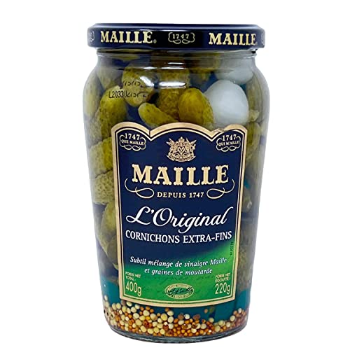 Maille Mini Gurken Cornichons Extra fein: Köstliche Delikatesse aus Frankreich - 400 Gramm von Maille