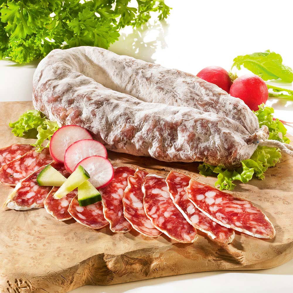 Französische Ringsalami aus der Auvergne, im Stück von Maison Loste