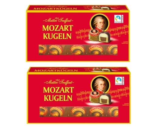 Maître Truffout Mozartkugeln Pralinen Mit Marzipan Haselnussnougat Mit Vollmichschokolade Zartbitterschokolade Vorteilspackung 2 x 200g von Maître Truffout