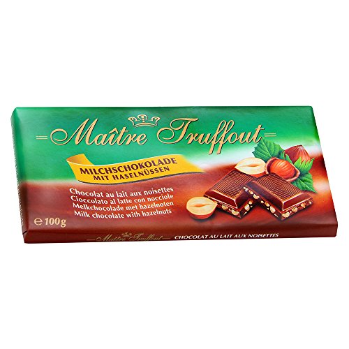 Feinste Milchschokolade mit Haselnusssplitter als 100g Tafel von Maître Truffout von Maître Truffout