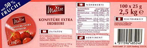 Maitre Konfitüre Extra Erdbeere, 100 x 25g von Maitre