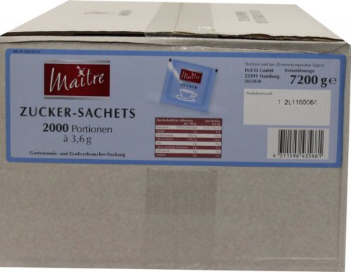 Maitre Zucker Sachets, 2000 x 3,6g von Maitre