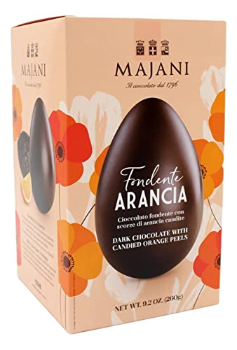 Majani - dark chocolate Easter egg with candied orange peel, 260 g piece, cocoa content of at least 53%, Easter egg for adult chocolate lovers von Majani