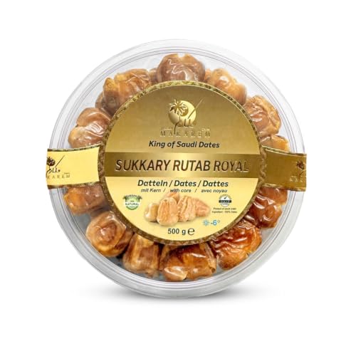 Makarem® Sukkari Rutab Royal Datteln Premium Sukkary 10Kg (20x500g) | 100% frische Ernte | Saudi Arabien | OHNE Zusatzstoffe von Makarem Dates