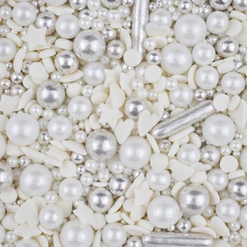 MakeSomeSweets WHITE BRIDE Sprinkles - Elegante, vegane essbare Dekorationen, 100g von MakeSomeSweets