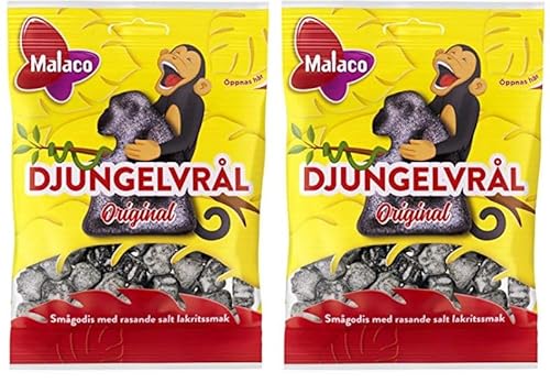 Malaco Djungelvral Supersalty Lakritze, 80 g, 2 Stück von Cloetta