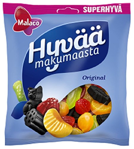 Malaco Hyvää Makumaasta - Original - Super Mix aus Salmiac, Lakritz & fruchtigem Wein Gums Candy - Mitgebsel 300g von Malaco