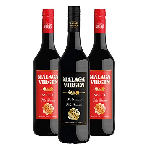 Málaga Virgen Sweet 75 cl + Málaga Virgen Dunkel 75 cl - Pack 3 Flaschen - Süßer Likörwein D.O. "Malaga" von Malaga Virgen