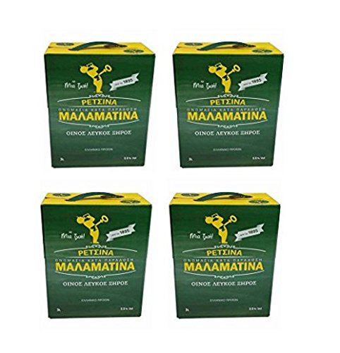 4x3 L Retsina Malamatina Bag in Box mit Zapfhahn geharzter Weißwein aus Griechenland - griechischer traditioneller Weiß Wein mit Harz im Karton 4er Pack Spar Set + 2x2g Probiersachet Frappe 4x3 L Retsina Malamatina Bag in Box mit Zapfhahn geharzter Weißwein aus Griechenland - griechischer traditioneller Weiß Wein mit Harz im Karton 4er Pack Spar Set + 2x2g Probiersachet Frappe von Malamatina