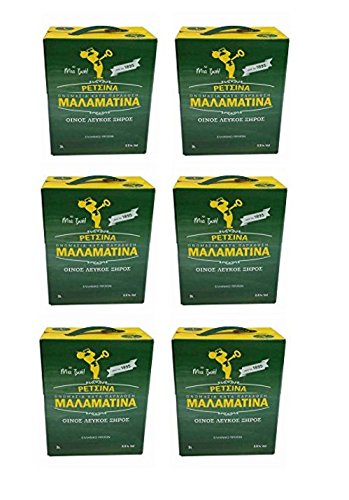 6x 3 Liter Retsina Malamatina Bag in Box mit Zapfhahn geharzter Weißwein aus Griechenland - griechischer traditioneller Weiß Wein mit Harz im Karton 6er Pack Spar Set + 2x 2g Probiersachet Frappe Kaffee 6x 3 Liter Retsina Malamatina Bag in Box mit Zapfhahn geharzter Weißwein aus Griechenland - griechischer traditioneller Weiß Wein mit Harz im Karton 6er Pack Spar Set + 2x 2g Probiersachet Frappe Kaffee von Malamatina