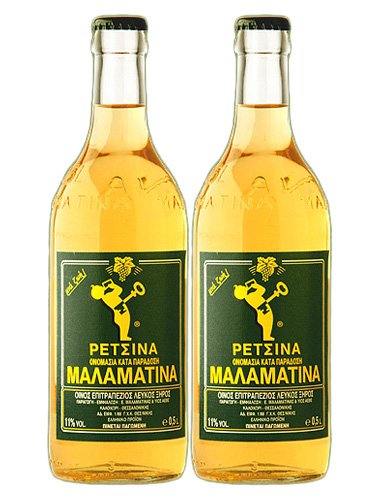 Malamatina Retsina 2er Pack, (2 x 500ml Flasche) von Malamatina