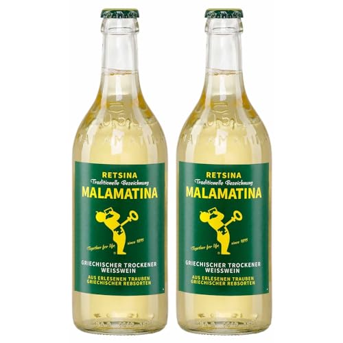 Malamatina Retsina 2er Pack, (2 x 500ml Flasche) von Malamatina