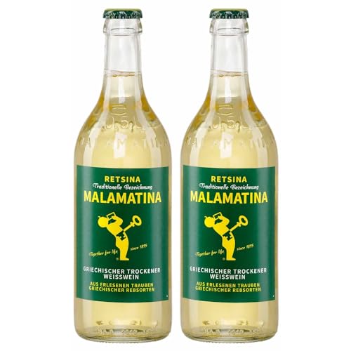 Malamatina Retsina 2er Pack, (2 x 500ml Flasche) von Malamatina