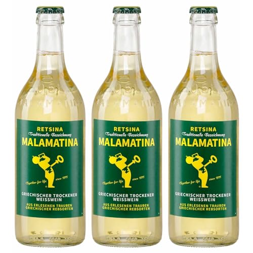 Malamatina Retsina 3er Pack, (3 x 500ml Flasche) von Malamatina