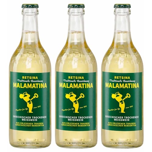 Malamatina Retsina 3er Pack, (3 x 500ml Flasche) von Malamatina