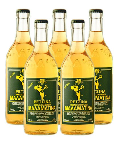 Malamatina Retsina 5er Pack, (5 x 500ml Flasche) von Malamatina