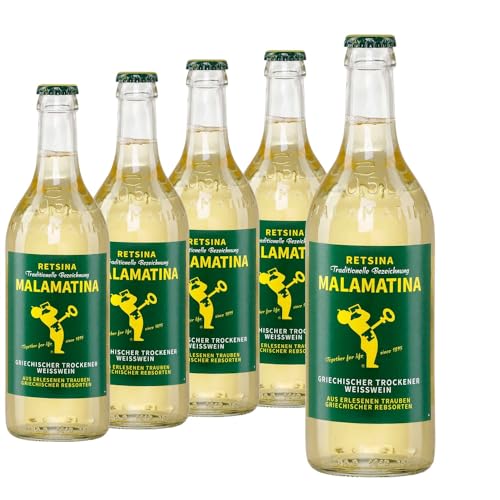 Malamatina Retsina 5er Pack, (5 x 500ml Flasche) von Malamatina