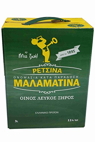 Retsina Malamatina 3 Liter Bag in Box mit Zapfhahn geharzter Weißwein aus Griechenland griechischer traditioneller Weiß Wein mit Harz Retsina Malamatina 3 Liter Bag in Box mit Zapfhahn geharzter Weißwein aus Griechenland griechischer traditioneller Weiß Wein mit Harz von Malamatina