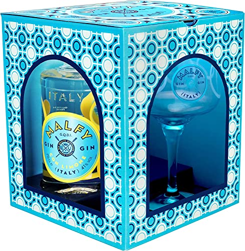 Malfy Gin con Limone – Premium-Gin aus Italien mit Zitronengeschmack – Geschenkverpackung mit Original Malfy Copa Glas – 1 x 0,7 l von Malfy