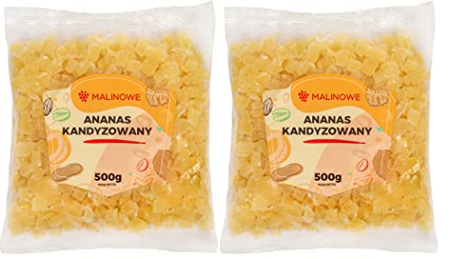 Malinowe Kandierte Ananas NATUR 2x500g WÜRFEL von Malinowe