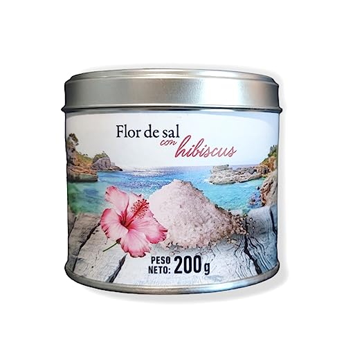 GLOSA MARINA Flor de Sal con Hibiscus (Fleur de Sel) Meersalz feinste Salzflocken mit Hibiskusblüten aus Mallorca Spanien (1x200g) von KDJMDL