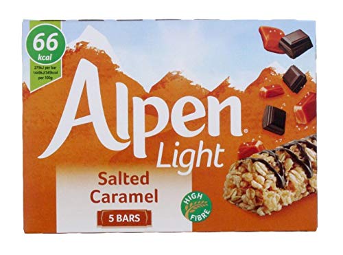 Alpen Müsli-Riegel, 5 x 19 g. Unser gesalzener Karamellriegel hat 66 Kalorien, ist reich an Ballaststoffen und bietet köstliche Zutaten von Alpen