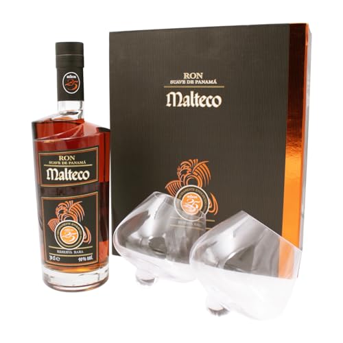 Ron Malteco 25 Años Reserva Rara 40% Vol. 0,7l in Geschenkbox mit 2 Gläsern von Malteco