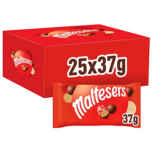 Maltesers Halloween Süßigkeiten, Mini-Beutel, Schokokugeln mit leckerer Schokolade und luftigem Knusperkern, Großpackung mit knusprigen Snacks, 25 x 37g von Maltesers