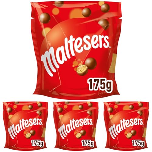 Maltesers Schokokugeln mit luftigem Knusperkern, Schokolade Snack, 1 Packung (1 x 175g) (Packung mit 4) von Maltesers