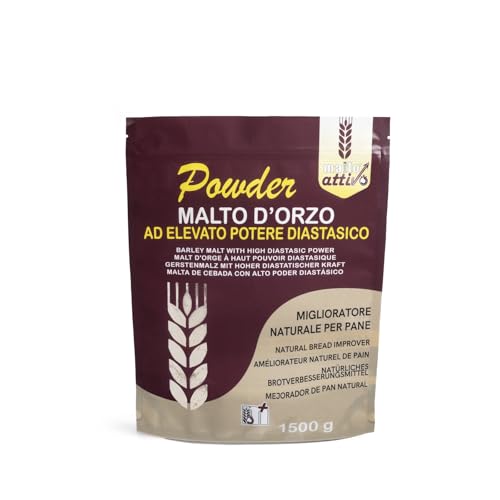 Malto Attivo, Pulver 1,5 kg, Gerstenmalz mit hohem diastatischem Vermögen, diastatisches Malz – Ideal zum Backen, 14.000 Pollak-Einheiten, Hergestellt in Italien Malto Attivo, Pulver 1,5 kg, Gerstenmalz mit hohem diastatischem Vermögen, diastatisches Malz – Ideal zum Backen, 14.000 Pollak-Einheiten, Hergestellt in Italien von Malto Attivo