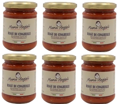 6 x Mama Angioli Bolognese-Sauce mit Wildschweinragout/Ragù di Cinghiale 60% 180g x 6 Gläser von Mama Angioli