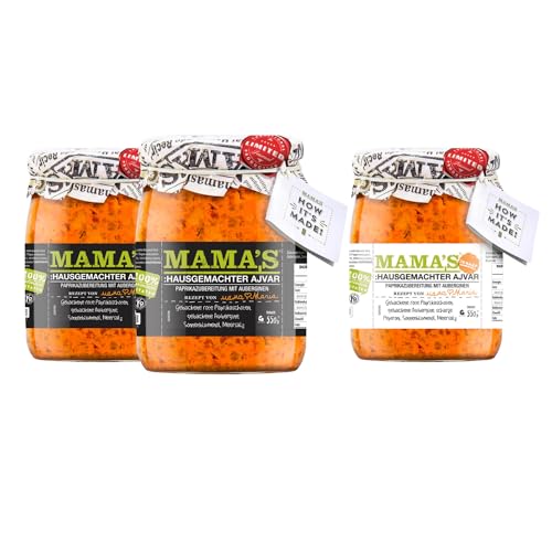 3pack Variation - 2x Ajvar mild 550g und 1x Ajvar scharf 550g 3pack Variation - 2x Ajvar mild 550g und 1x Ajvar scharf 550g von Mama's Food