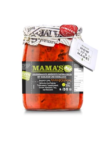 Mama’s Food Salsa Mild 550g - Geröstete Paprika-Salsa mit Basilikum und Knoblauch von Mama's Food