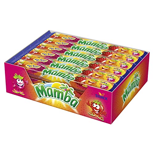 Mamba – 24 x 4er Stange – Leckere Kaubonbons mit Fruchtgeschmack – In vier verschiedenen Sorten von Mamba