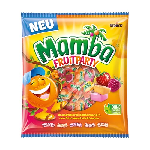 Mamba Fruitparty (1 x 290 g) – Leckere Kaubonbons in fünf fruchtigen Geschmacksrichtungen – Fruchtgummi Mix einzeln verpackt und ideal zum Teilen von Mamba