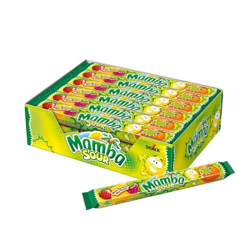 Mamba sour – 24 x 106g (4er Stange) – Leckere saure Kaubonbons mit vier fruchtigen Sorten – Saurer Fruchtgummi Mix von Mamba