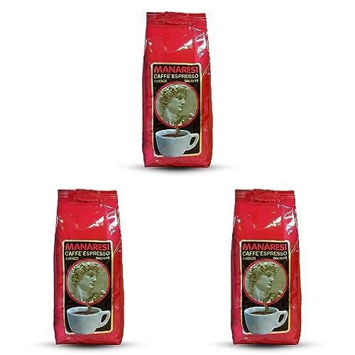 Manaresi Kaffee Rosso Bohnen, 3er Pack (1 x 1 kg) von Manaresi