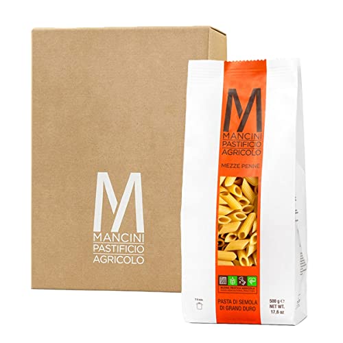 Mancini Pastificio Agricolo - Mezze Penne 500 gr - Karton mit 12 Packungen von Mancini Pastificio Agricolo