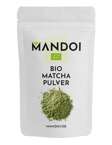 Mandoi BIO Matcha Pulver, 100g Matchapulver, Green tea powder. Grünteepulver ideal für Smoothies, Shakes oder zum backen von Mandoi