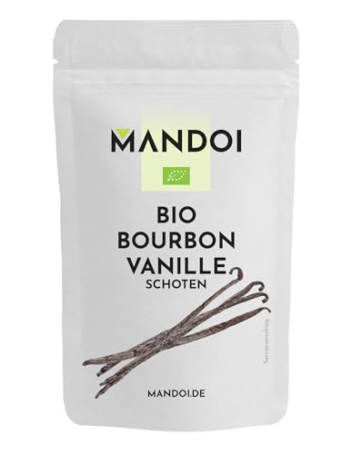 Mandoi echte BIO Bourbon Vanilleschoten, 5 Stück á 15-16 cm. Premium Vanille Schoten frisch aus Madagaskar von Mandoi