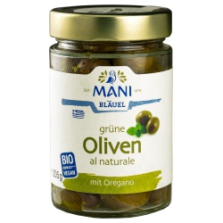 Grüne Oliven al naturale mit Stein, geölt Grüne Oliven al naturale mit Stein, geölt von Mani Bläuel