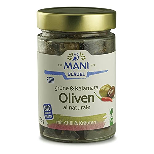 Grüne&Kalamata Oliven al naturale, Chili&Kräuter Grüne&Kalamata Oliven al naturale, Chili&Kräuter von Mani Bläuel