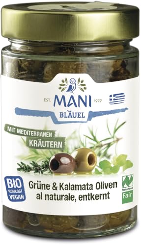 MANI Grüne & Kalamata Oliven al naturale, Kräuter 2 x 175 gr MANI Grüne & Kalamata Oliven al naturale, Kräuter 2 x 175 gr von Mani Bläuel