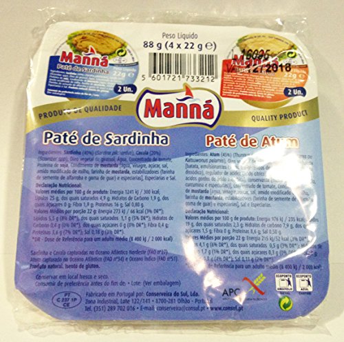 Manná, Tun- und Sardinenpastete, 4 x 22 g von Manná