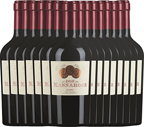Don Mannarone Rosso Terre Siciliane von Mánnara - Rotwein 15 x 0,75l 2020 VINELLO - 15er - Weinpaket inkl. kostenlosem VINELLO.weinausgießer von Mánnara